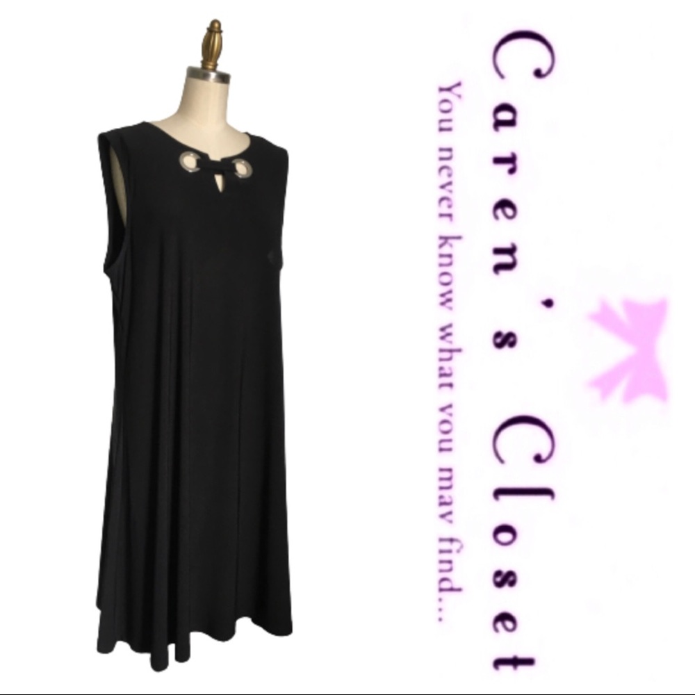 Ann Klein Black Stretch Jersey Swing Dress